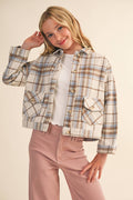 Girls Short Shacket - Blue Plaid by heart and arrow