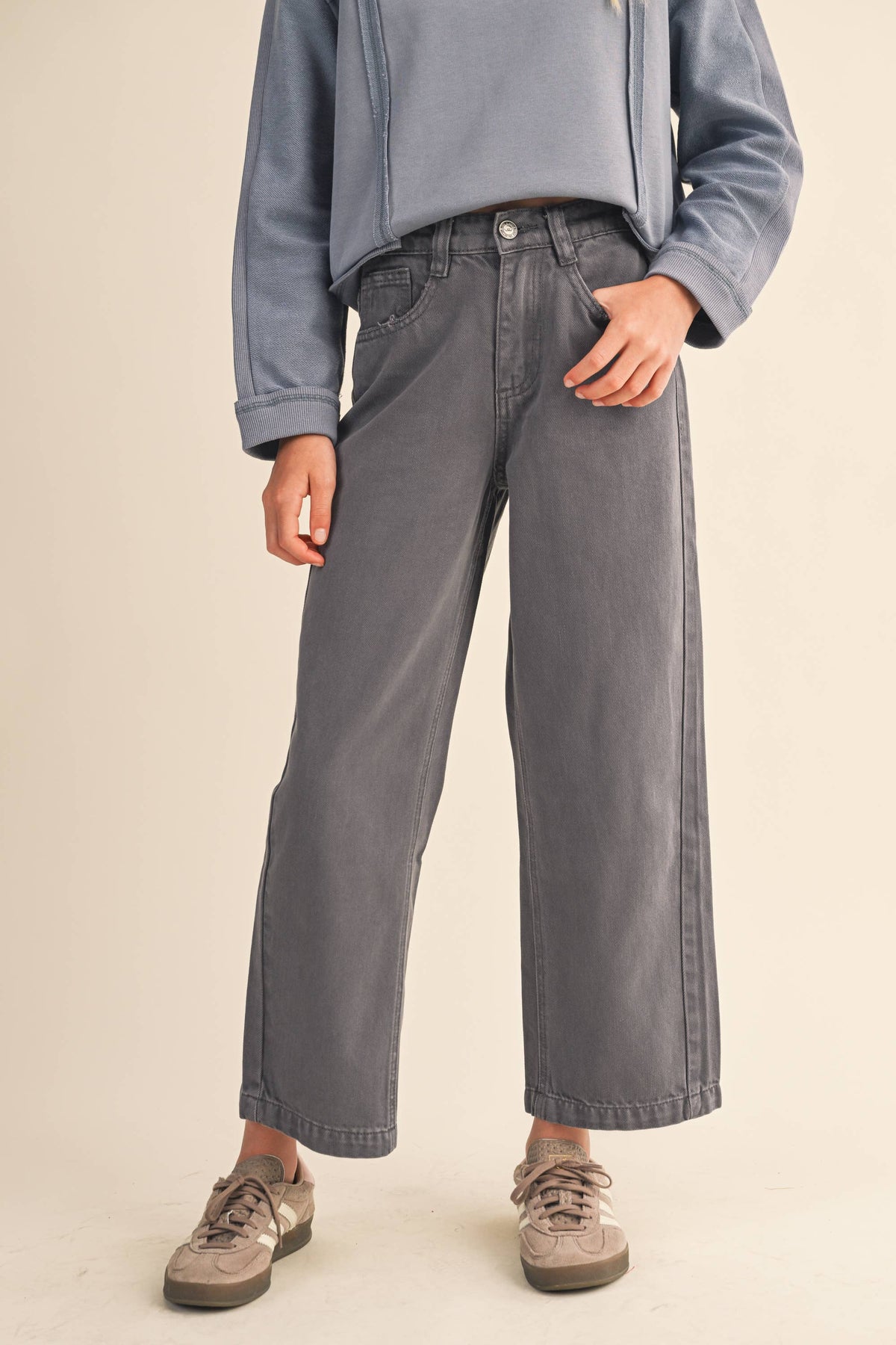 Girls Barrel Pants - Charcoal by heart and arrow