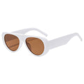 Trendy Oval Sunglasses for Women and Men - UV400 Protection - White Frame with Brown Lens