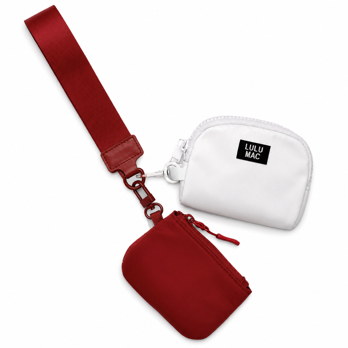 Lulu Mac Double Pouch Wristlet - Crimson and White