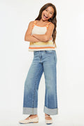 Youth High Rise Crop Wide Leg Jeans - Medium