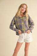Girls Two Pocket Short Shirt - Pink/Purple Color Block by heart and arrow
