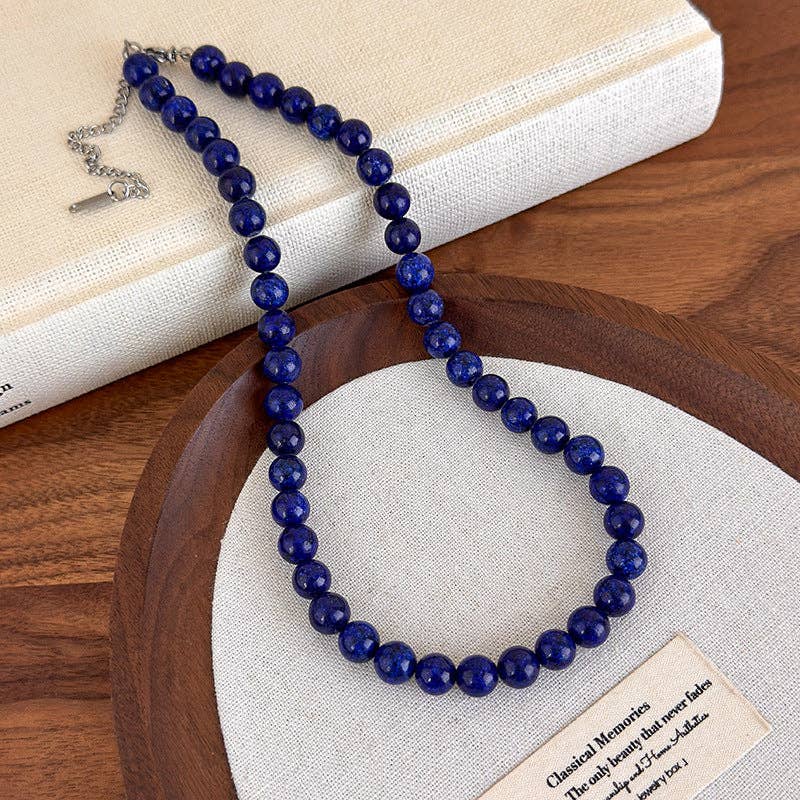 Colorful Natural Stone Bead Necklace Elegant Chic Casual Style - 27505E