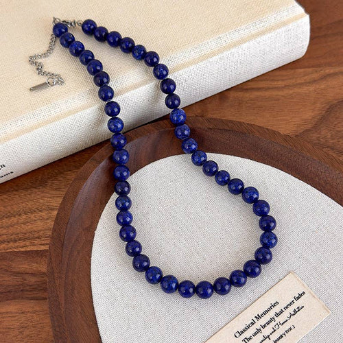 Colorful Natural Stone Bead Necklace Elegant Chic Casual Style - 27505E