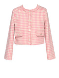 HOUNDSTOOTH PRINT JACKET W RHINESTONE BUTTONS - Pink Multi by Hannah Banana, Baby Sara
