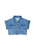 Ruffle Sleeve Crop Top Denim