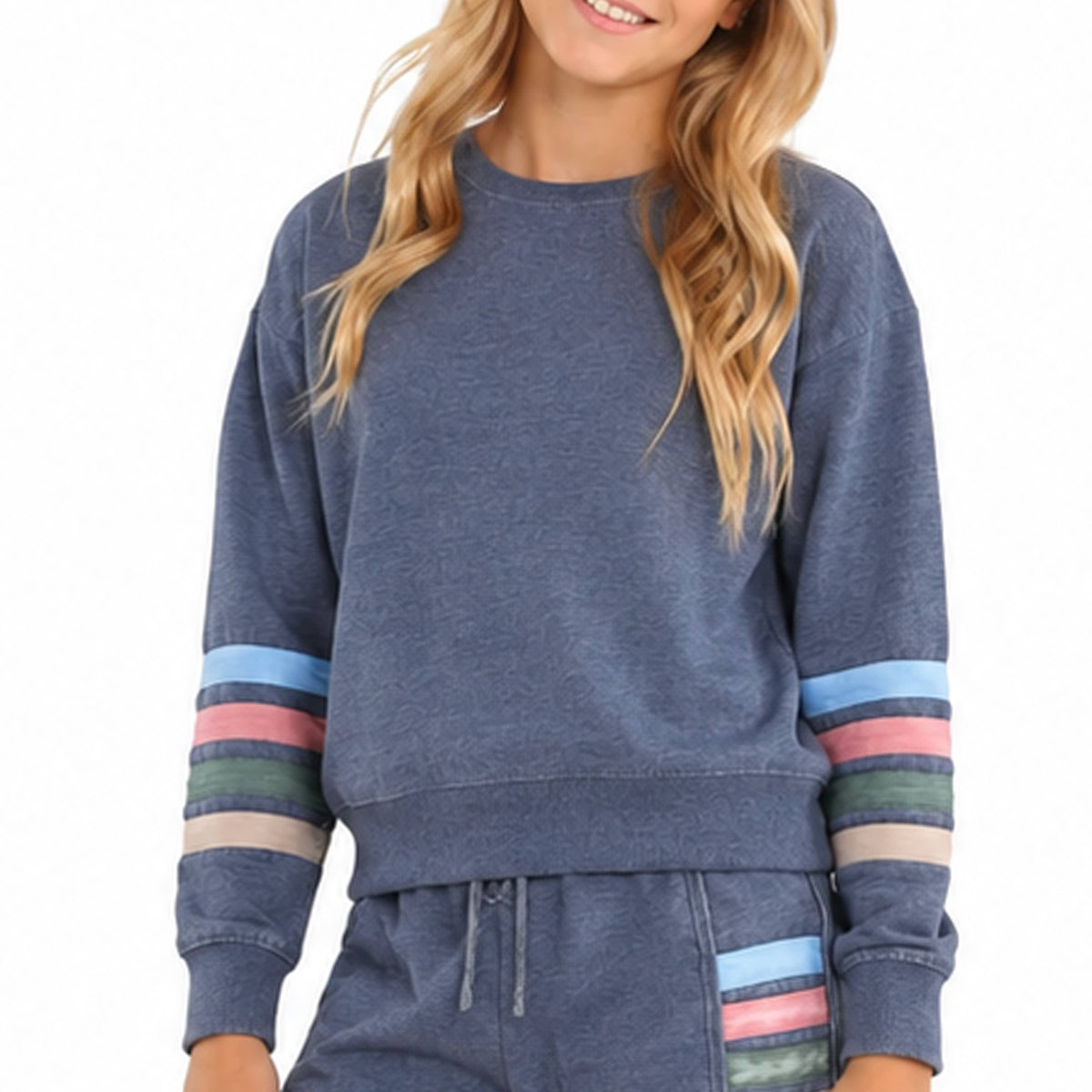 Girls’ Crew Neck Pullover - H. Navy by LAGACI