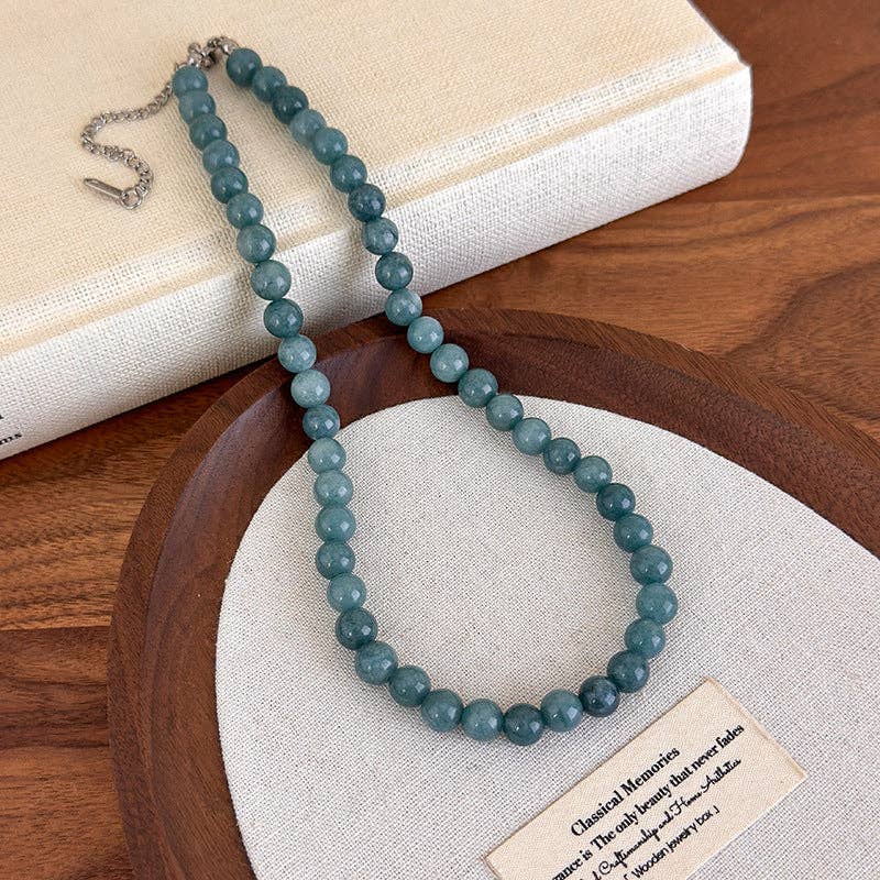 Colorful Natural Stone Bead Necklace Elegant Chic Casual Style - 27505F