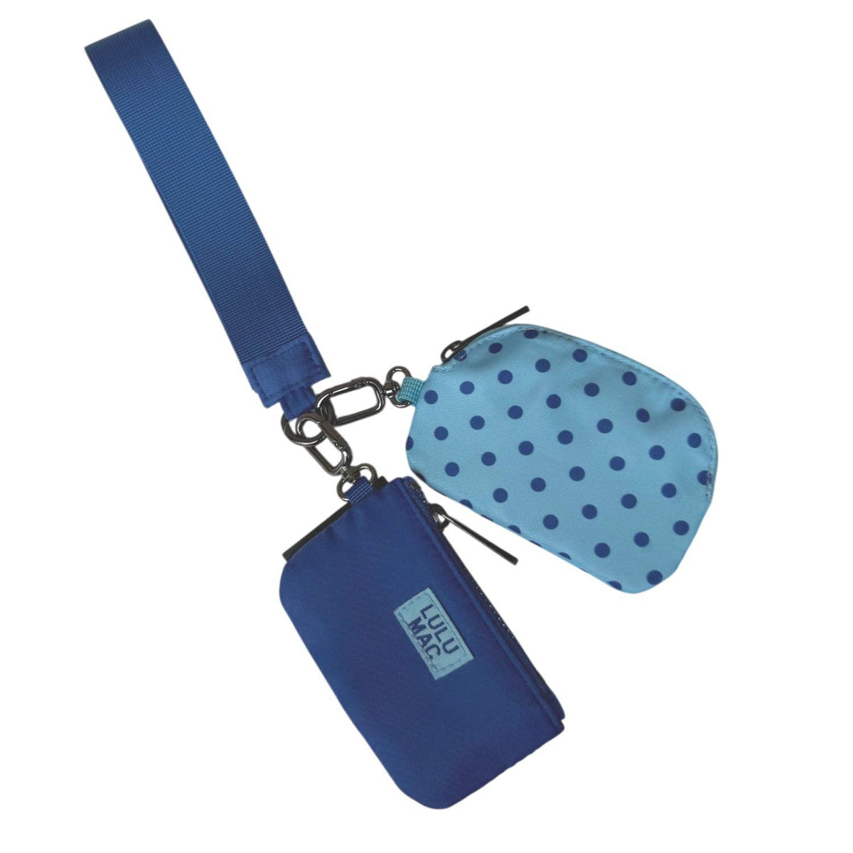Lulu Mac Polka Dot Double Pouch Wristlet - Blue/Navy by Girlie Girl Originals