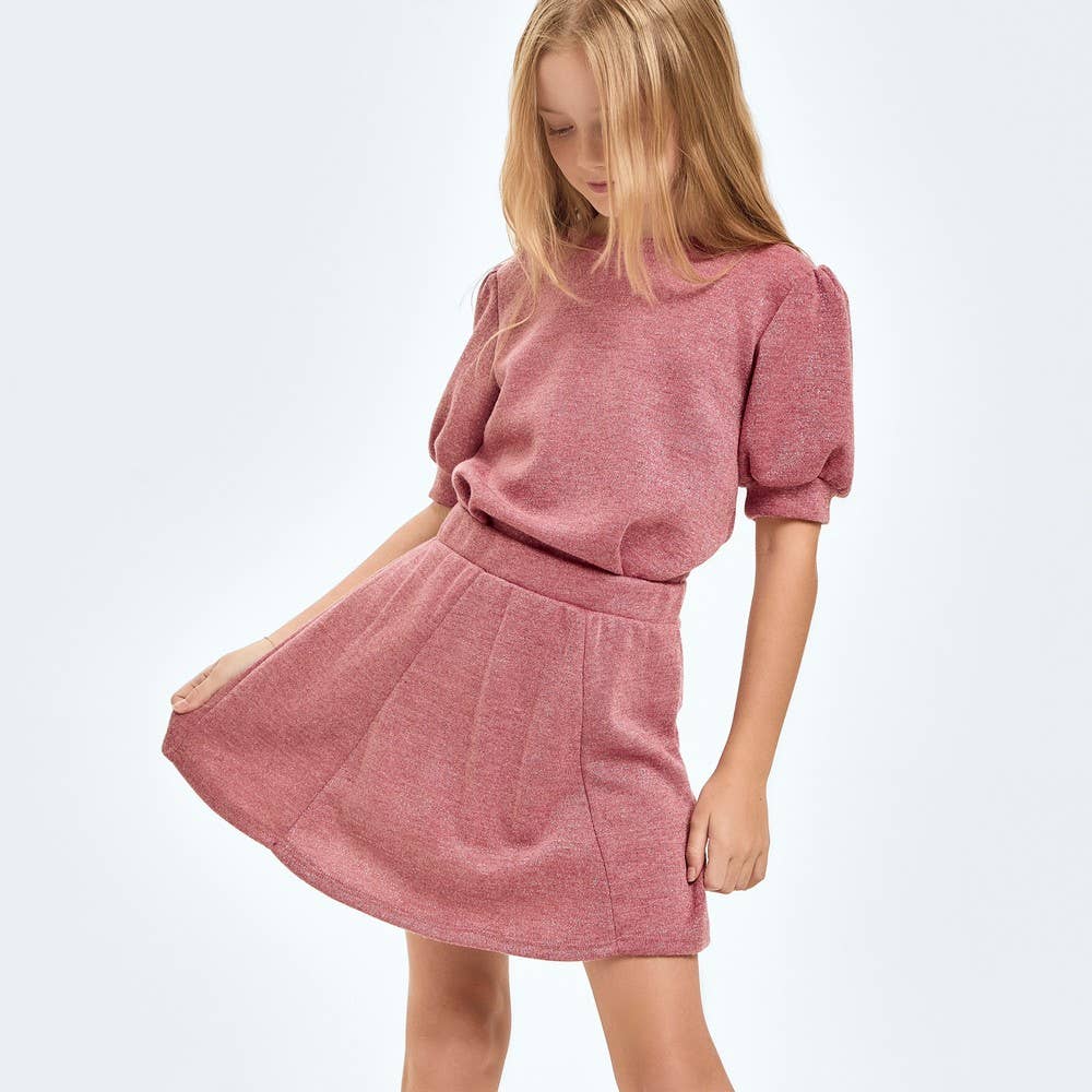 Mink Lurex Mini Skirt - Mauve-silver by Good Girl