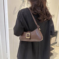 Stylish White PU Shoulder Bag for Women - Chocolate