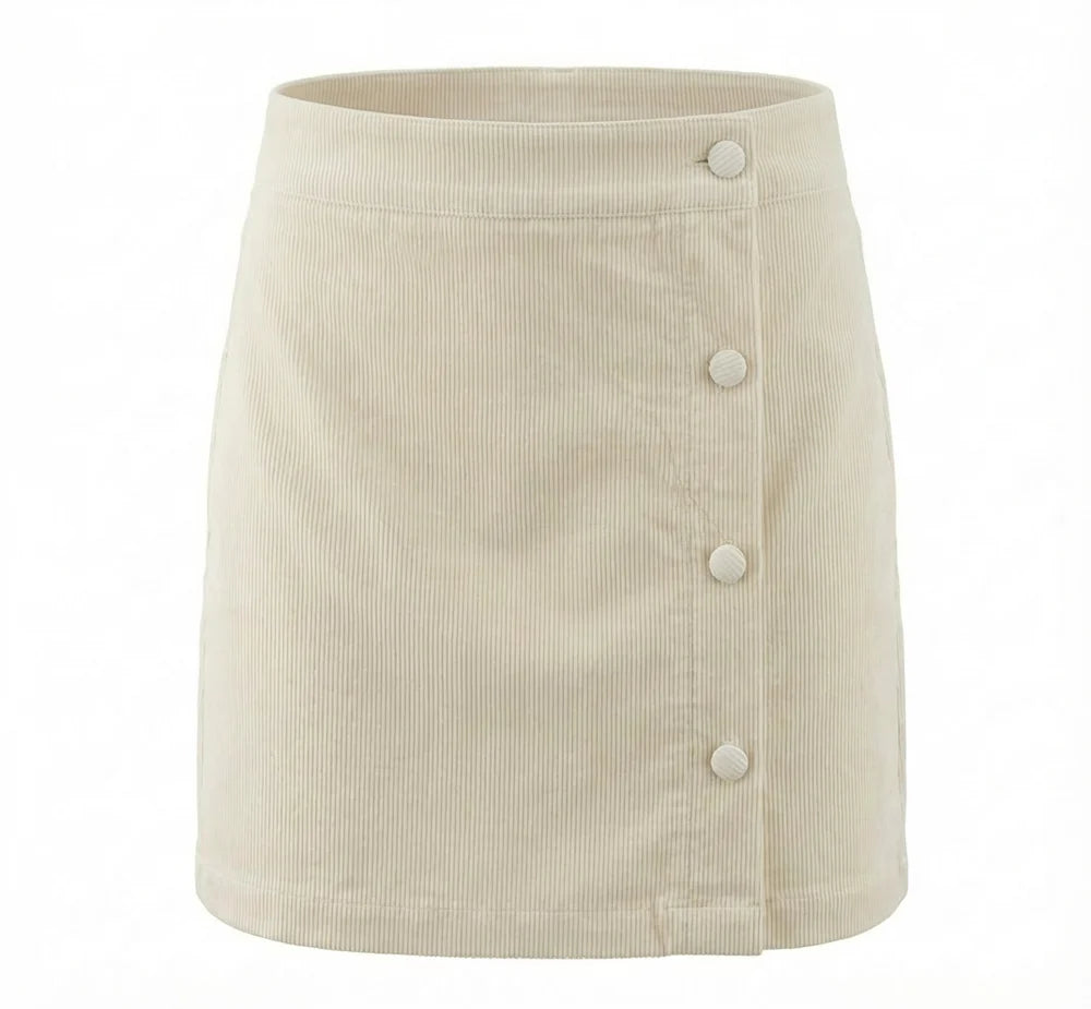 Cream Corduroy Skirt