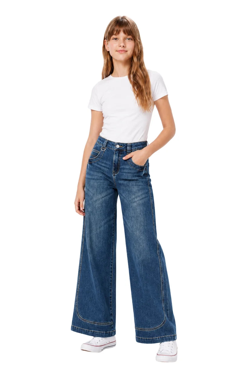 Curve Seam Wide Leg Jeans