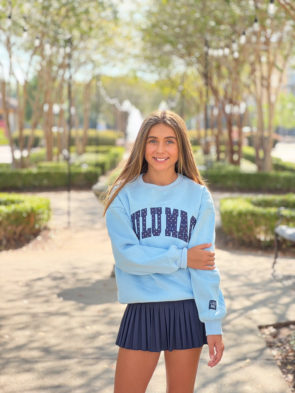 Polka Dot Sweatshirt - Light Blue/Navy