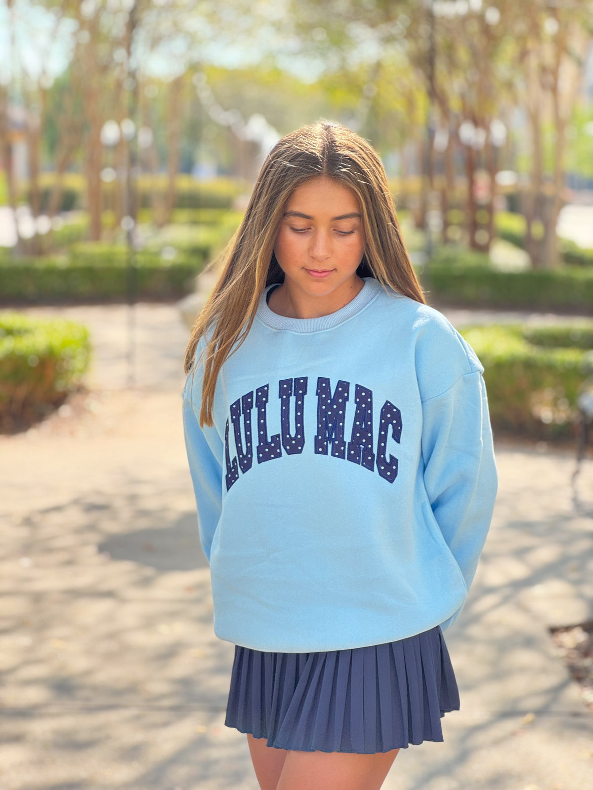 Polka Dot Sweatshirt - Light Blue/Navy