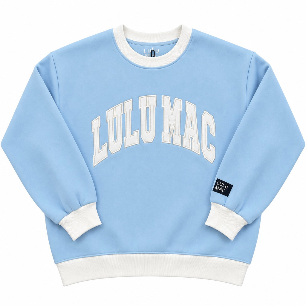Lulu Mac Color Block Sweatshirt - Light Blue and White