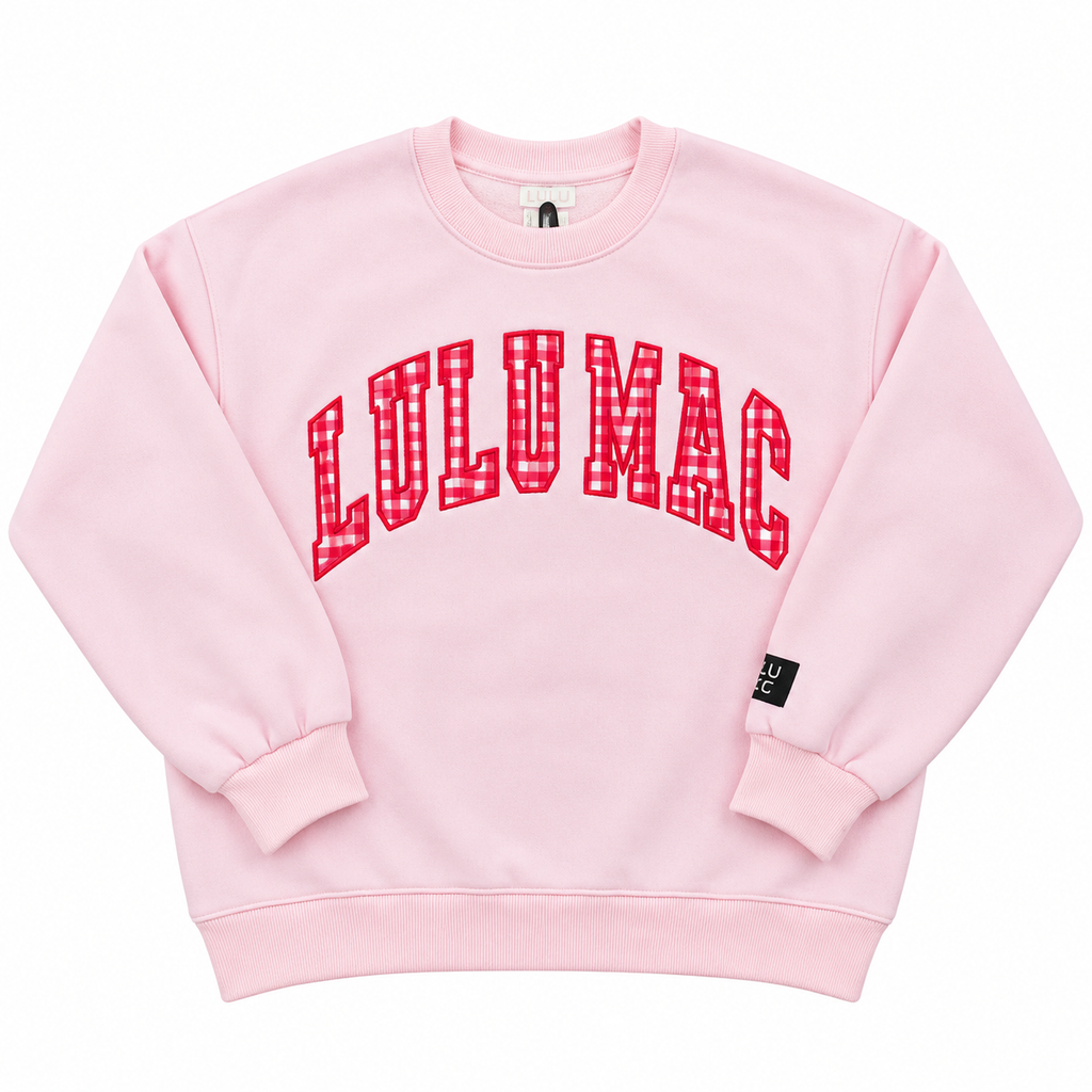 Lulu Mac Pink with Red Gingham Sweatshirt