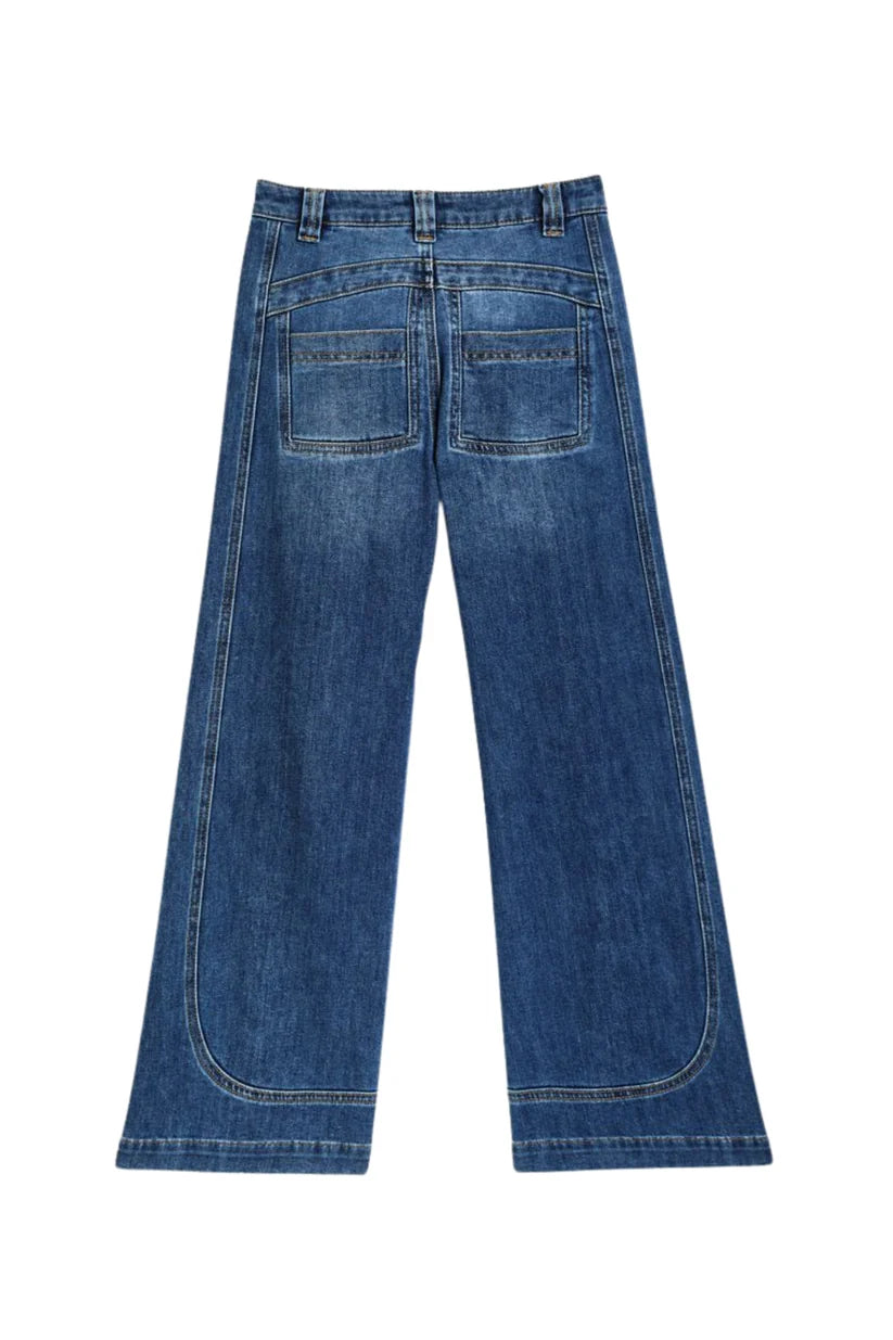 Curve Seam Wide Leg Jeans