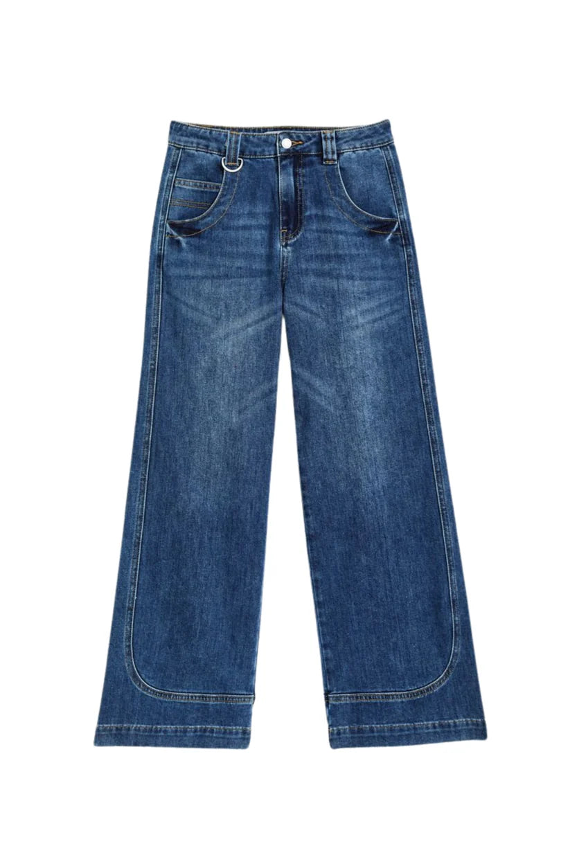 Curve Seam Wide Leg Jeans
