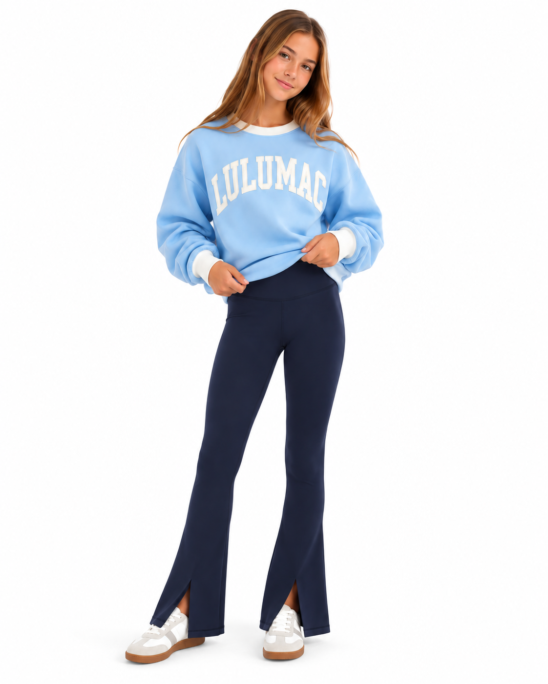 Lulu Mac Color Block Sweatshirt - Light Blue and White