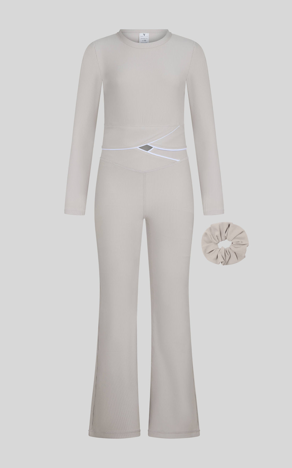 Tween Girls Crossover Long Sleeve and Flare Set with Piping - Shadow Rock by 90 Degree by Reflex & Yogalicious