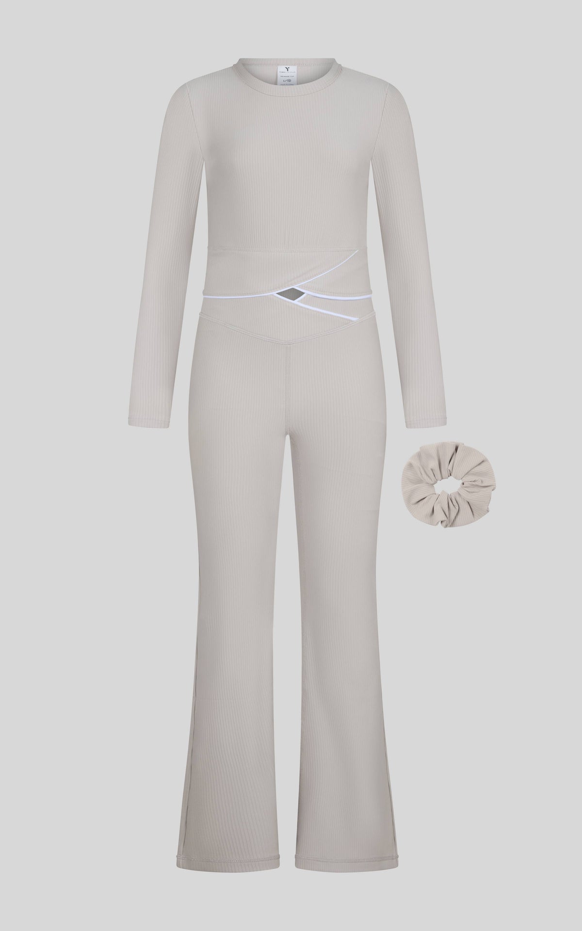 Tween Girls Crossover Long Sleeve and Flare Set with Piping - Shadow Rock by 90 Degree by Reflex & Yogalicious