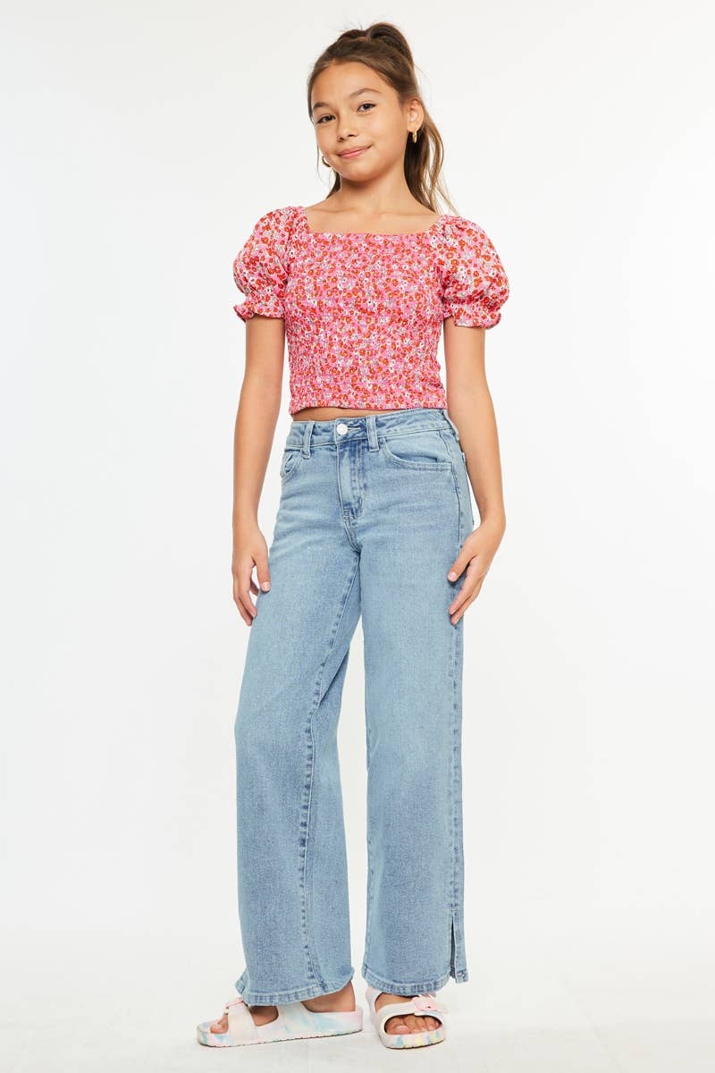 Youth High Rise Wide Leg Jeans - Light