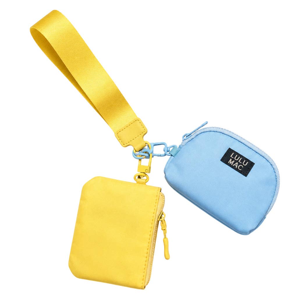 Lulu Mac Double Pouch Wristlet - Butter/Light Blue by Girlie Girl Originals