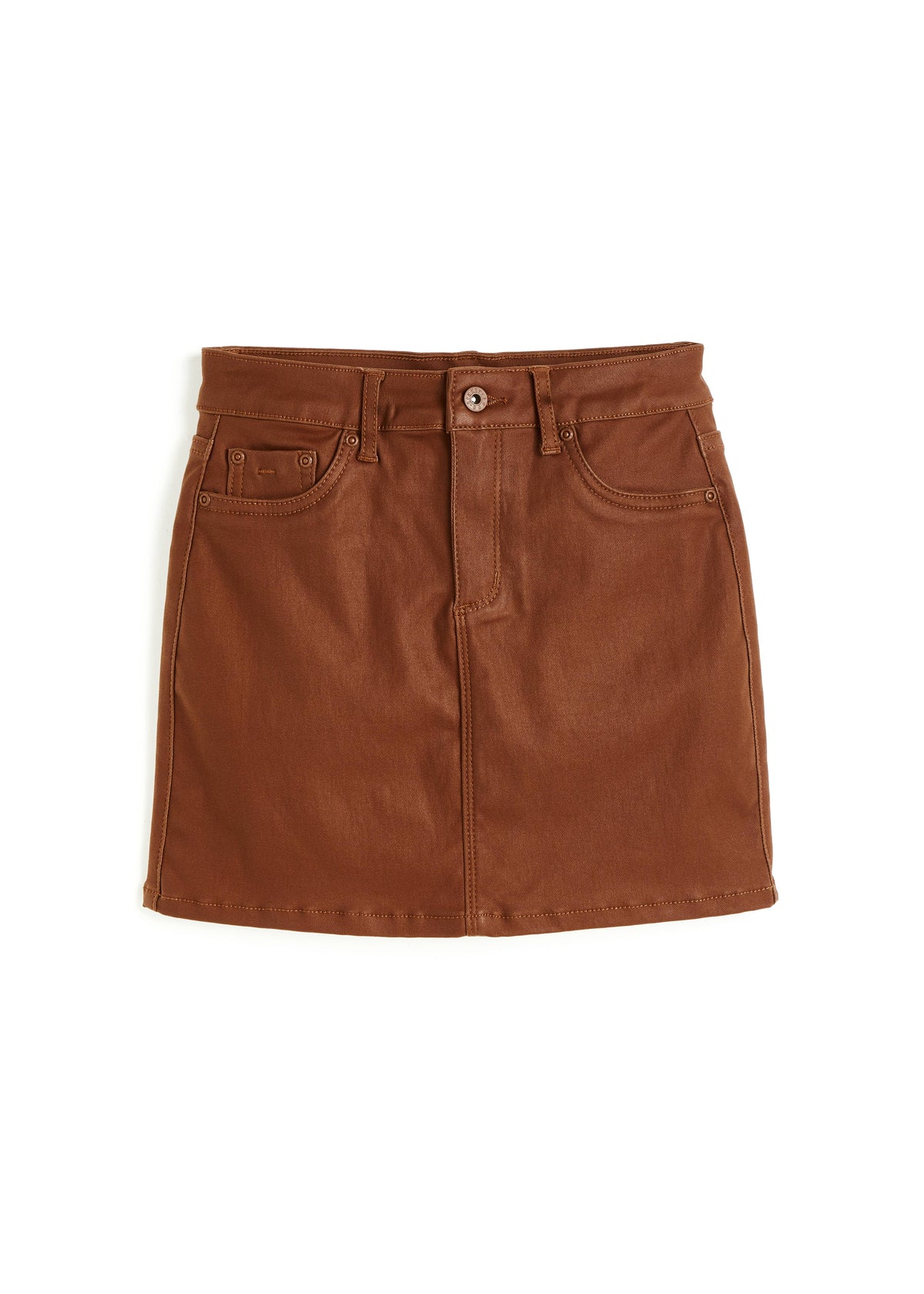 Lisa Coated Mini Skirt - Brown