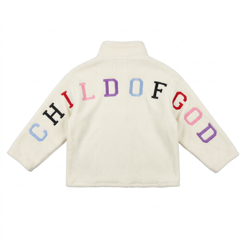 Child of God fleece pullover product-only back view