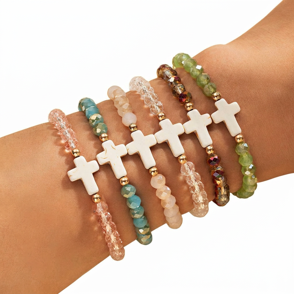 Cross bracelets with white background