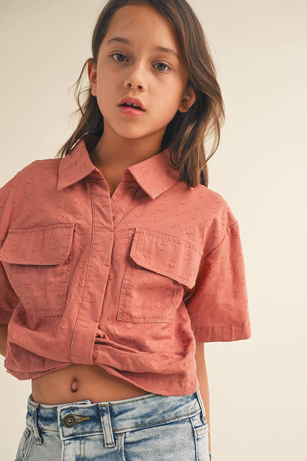 Girls Drop Shoulder Short Sleeve Top KT2413 - Chutney by heart and arrow