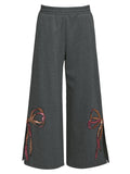 Sequin Bow Knit Pants W/ Side Leg Slits - Charcoal by Hannah Banana, Baby Sara