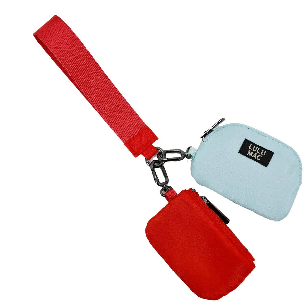Lulu Mac Double Pouch Wristlet - Red/Light Blue by Girlie Girl Originals