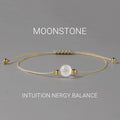 Natural Stone Braided Bracelet Minimalist Design Moonstone Wristband - L1424