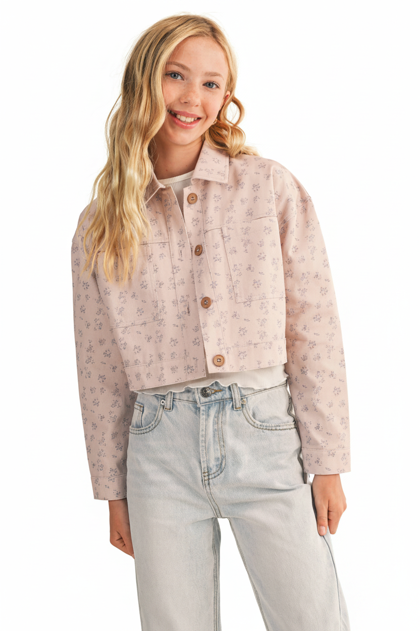 Lilac Floral Cropped Jacket