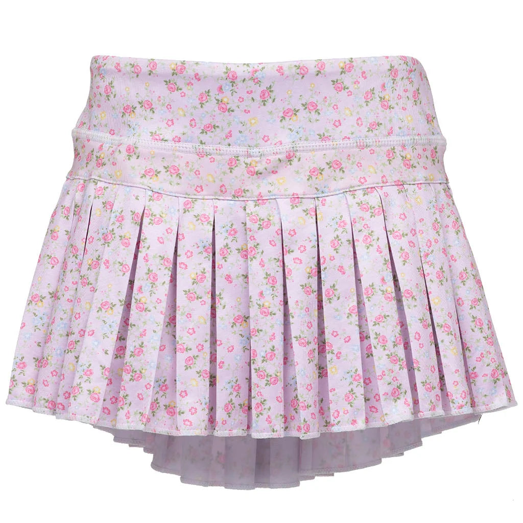 Pretty in Pink Flowers Mini Pleated Skort