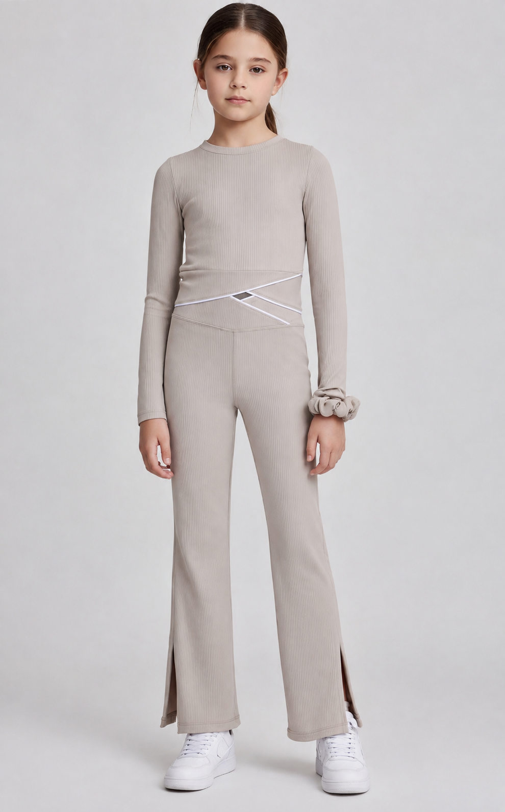 Crossover Long Sleeve & Flare Set with Piping