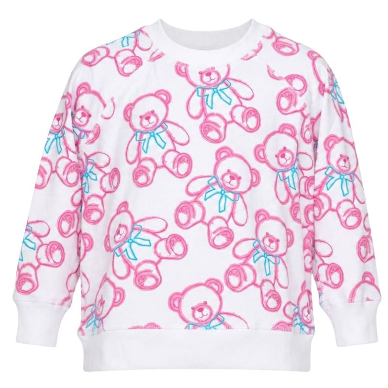 Spray Painted Bears White Oversized Sweatshirt