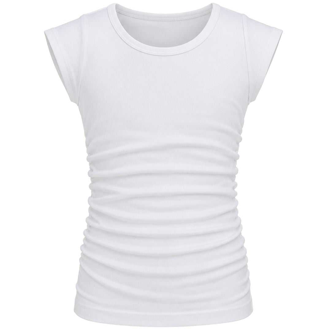 Ruched Top Solid White